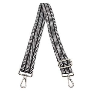 zanqano purse strap replacement crossbody bag women wide adjustable jacquard woven handbag straps (diagonal, silver hardware)