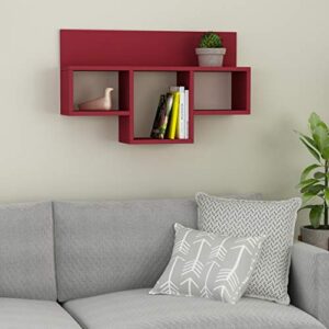 ada home decor warrington modern burgundy wall shelf 19.29” h x 31.5” w x 7.87” d / wall storage / shelving unit
