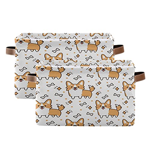 Cute Animal Dog Pattern Storage Bin with Handle Foldable Canvas Storage Basket Box Cube Organizer for Bedroom Home Office Closet Shelve Clothes Toy,1PC