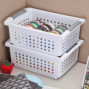 Sterilite Medium Sized Home Stackable Storage & Organization Basket, White