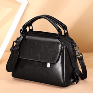 LAORENTOU Vegan Leather Small Handbags for Women Synthetic Leather Purse Square Handbag Shoulder Crossbody Bags for Women (Black)