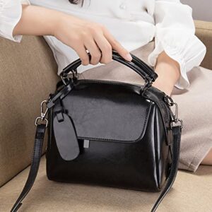 LAORENTOU Vegan Leather Small Handbags for Women Synthetic Leather Purse Square Handbag Shoulder Crossbody Bags for Women (Black)