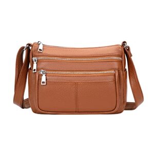 Over Earth Crossbody Bag for Women Soft Leather Purses and Handbags Multi Pockets Messenger Bag