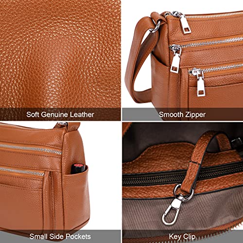 Over Earth Crossbody Bag for Women Soft Leather Purses and Handbags Multi Pockets Messenger Bag