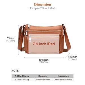 Over Earth Crossbody Bag for Women Soft Leather Purses and Handbags Multi Pockets Messenger Bag