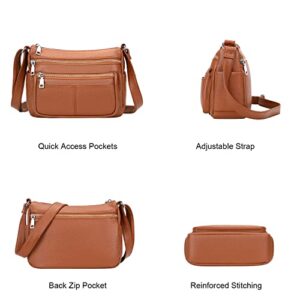 Over Earth Crossbody Bag for Women Soft Leather Purses and Handbags Multi Pockets Messenger Bag