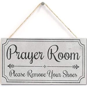 tomato fanqie prayer room please remove your shoes’ – door sign – handmade shabby chic wooden door sign/plaque wooden hanging sign 5″ x 10″ (us-g041)