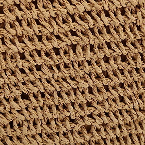 So'each Women's Handbag Wicker Woven Rattan Straw Tote Shoulder Bucket Bag Khaki