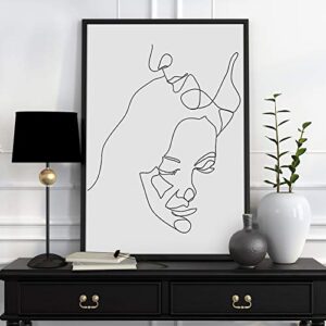 Zonon 12 Pieces Minimalist Line Art Prints Abstract Aesthetic Poster Unframed Woman Minimal Wall Decor 8 x 10 Inch Women and Flower Canvas Line Art Prints Black and White Art Drawing for Home