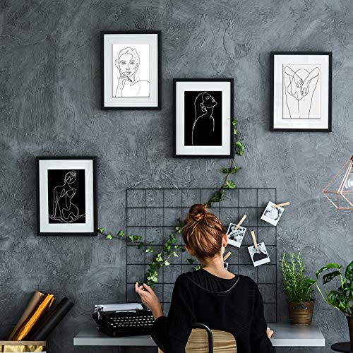 Zonon 12 Pieces Minimalist Line Art Prints Abstract Aesthetic Poster Unframed Woman Minimal Wall Decor 8 x 10 Inch Women and Flower Canvas Line Art Prints Black and White Art Drawing for Home