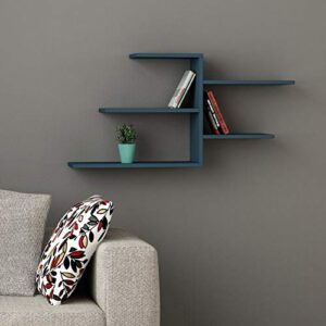 ada home decor woodard modern petrol blue wall shelf 21.26” h x 42.13” w x 8.66” d / wall storage / shelving unit