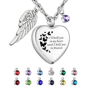 xiuda heart cremation jewelry for ashes urn necklace with birthstones ash necklace memorial cremation necklace-i’ll hold you in my heart until i hold you in heaven