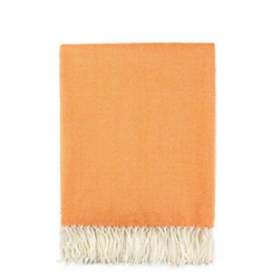 SPAOMY Herringbone Throw Blanket Faux Cashmere with Tassels Soft Cozy Lightweight Decorative Throw Blanket for Bed, Sofa, Farmhouse Outdoor- All Seasons (50x60 Inch, Orange)