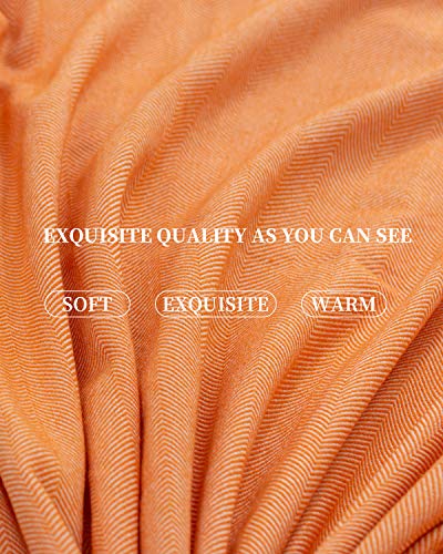 SPAOMY Herringbone Throw Blanket Faux Cashmere with Tassels Soft Cozy Lightweight Decorative Throw Blanket for Bed, Sofa, Farmhouse Outdoor- All Seasons (50x60 Inch, Orange)