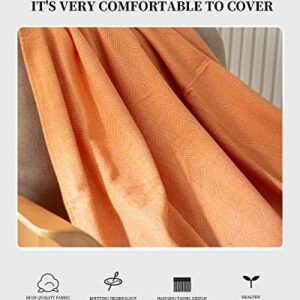 SPAOMY Herringbone Throw Blanket Faux Cashmere with Tassels Soft Cozy Lightweight Decorative Throw Blanket for Bed, Sofa, Farmhouse Outdoor- All Seasons (50x60 Inch, Orange)