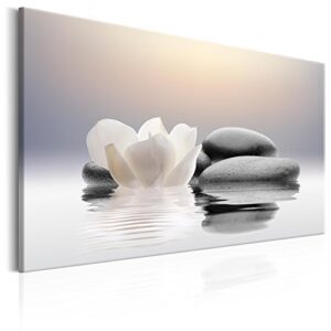 artgeist canvas wall art print zen 24×16 in – 1pcs home decor framed stretched picture photo painting artwork image – flowers stone spa wellness b-b-0095-b-a