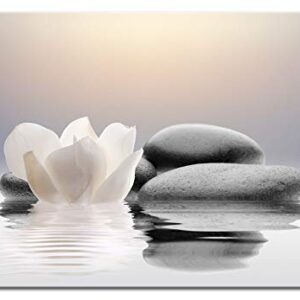 artgeist Canvas Wall Art Print Zen 24x16 in - 1pcs Home Decor Framed Stretched Picture Photo Painting Artwork Image - Flowers Stone Spa Wellness b-B-0095-b-a