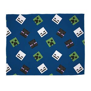 minecraft official creeps fleece throw | creeper design super soft blanket | perfect for any bedroom, 100cm x 150cm blue