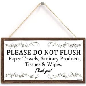 warning sign- please do not flush paper towels, sanitary products, tissues & wipes vintage style sign/plaque 5 x 10 inch (us-g031)