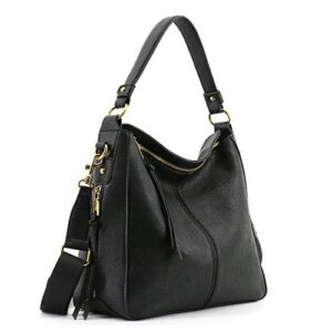 Hobo Bags for Women Roomy Women Handbags Hobo Shoulder Bags Tote PU Leather Purse with Adjustable Shoulder Strap and Tassel(Black)