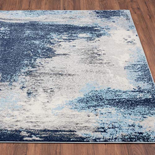 LUXE WEAVERS Kingsbury Collection 7773 Blue 8x10 Contemporary Abstract Area Rug