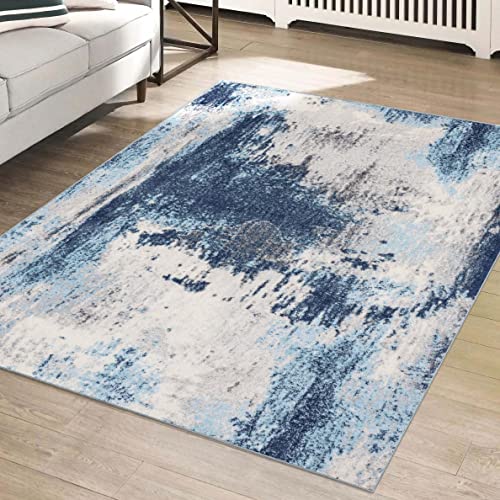 LUXE WEAVERS Kingsbury Collection 7773 Blue 8x10 Contemporary Abstract Area Rug