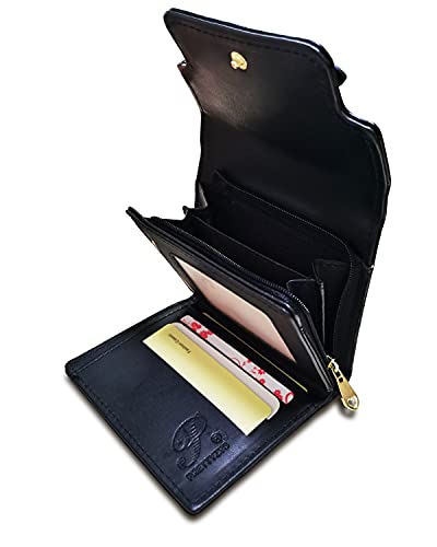 TOPKULL Wallets for Women Rfid Small Womens Wallet Trifold Flower Leather Ladies Wallet with Card Holder&Zipper Coin Purse (Black)