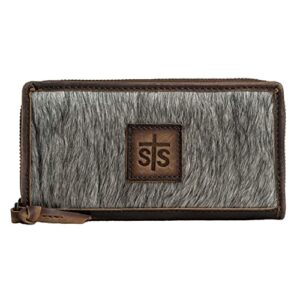 sts ranchwear women’s bifold 2 compact durable leather casual wallet, multi cowhide