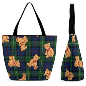 Teddy Bear Doll Women's Shopping Tote Bag Large Handbag Shoulder Purse Travel Pouch With Zipper