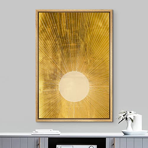 IDEA4WALL Framed Canvas Print Wall Art Rays of Light from Yellow Sun Astronomy & Space Cosmic Illustrations Modern Art Glam Scenic Multicolor Warm for Living Room, Bedroom, Office - 24"x36" Natural