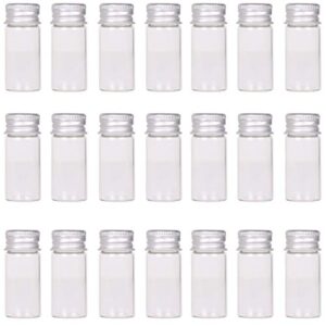 maxmau 24 sets 10ml glass vials small bottles mini tiny jars with aluminum screw caps sealed top metal lids cover clear message sample bottle storing beads wedding favors decorations diy crafts