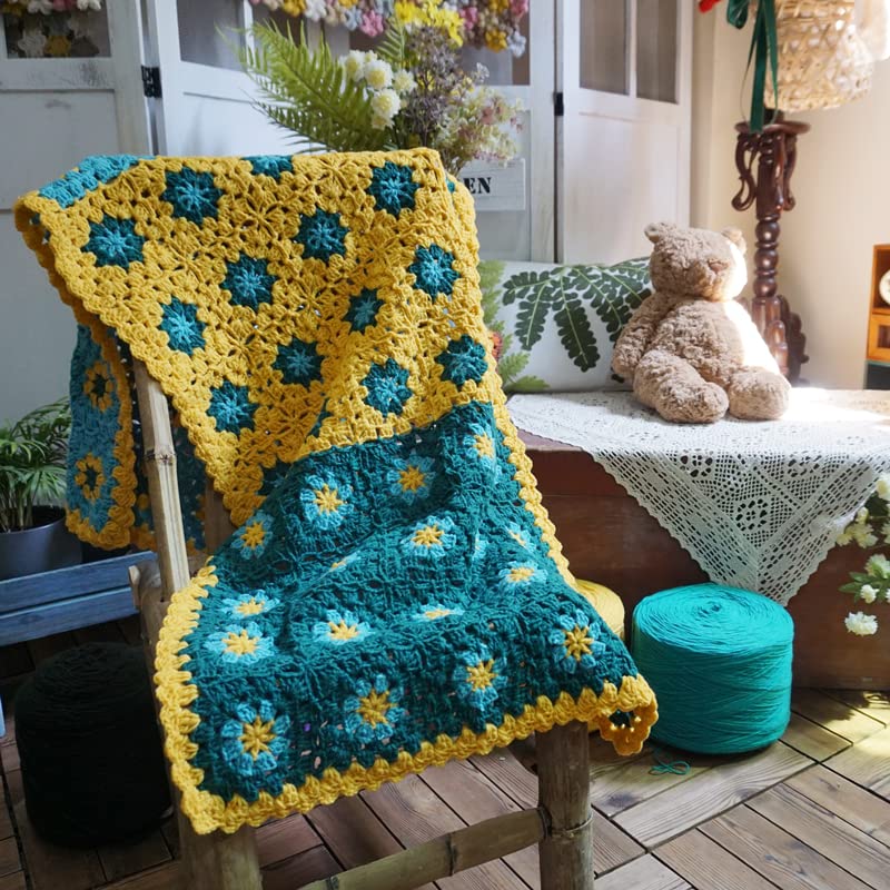 Throw Blanket for Couch, Handmade Crochet Blanket,Woven Throw Blanket, 51×19 Inch - Cozy Decorative Blanket for Couch, Sofa, Travel - All Seasons Suitable for Women, Men