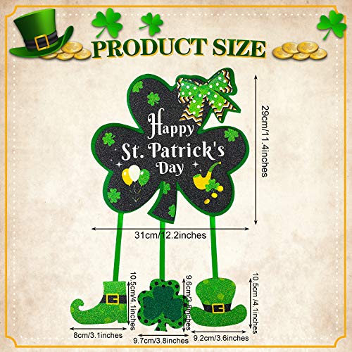 Jetec Happy St. Patrick's Day Decor Shamrock Door Sign Irish Hanging Wall Decoration Welcome Board Felt with Rope for Home Party