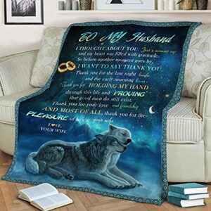 Gift to My Husband Blankets from Wife Ultra-Soft Micro Fleece Throws Blanket for Best Husband Birthdays Anniversary Wedding Gifts Blankets for Bed Bedding Sofa Travel 60" x 50"