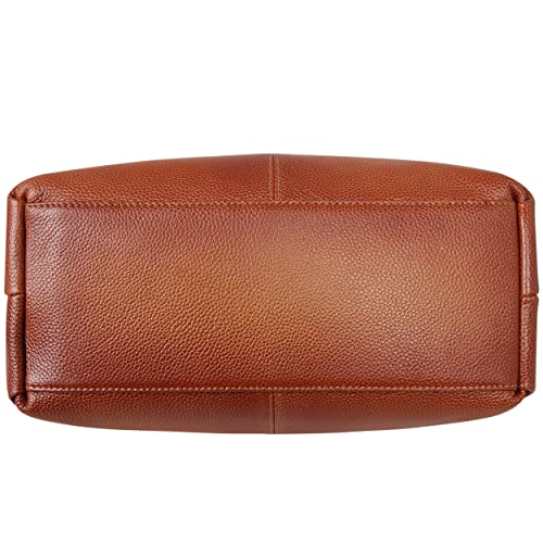 Iswee Genuine Leather Satchel Purse for Women Purses and Handbags Shoulder Bag Designer Top Handle Tote Bag (Sorrel)