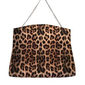 JNB Synthetic Leather Leopard Print Fold Over Clutch, Brown