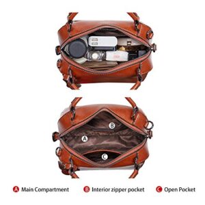 LAORENTOU Vegan Leather Small Handbags for Women Synthetic Leather Brown Purse Square Handbag Shoulder Crossbody Bags for Women