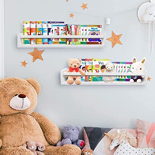 hundrecip Floating Book Shelves White 24inch Set of 2 for Nursery Bathroom Bedroom (White-24), 24 x 3.94 x 3.54 inch