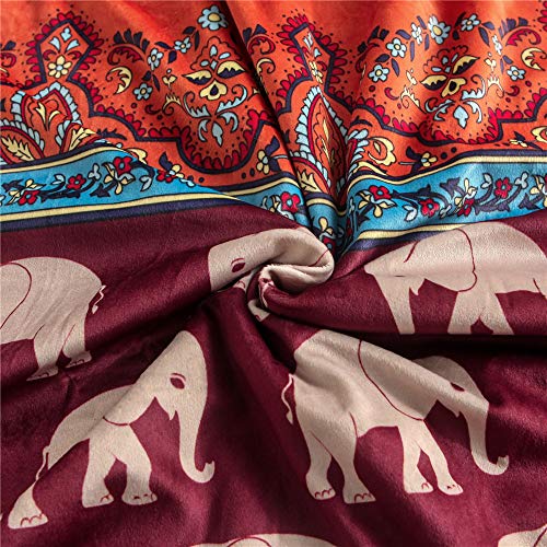 LOVINSUNSHINE Boho Throw Blankets for Couch Bohemian Elephant Soft Cozy Plush Sherpa Fleece Blanket 60x80 -