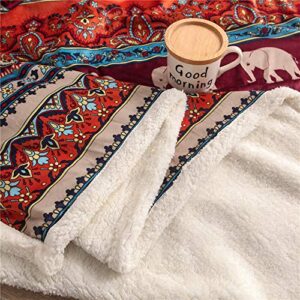 LOVINSUNSHINE Boho Throw Blankets for Couch Bohemian Elephant Soft Cozy Plush Sherpa Fleece Blanket 60x80 -