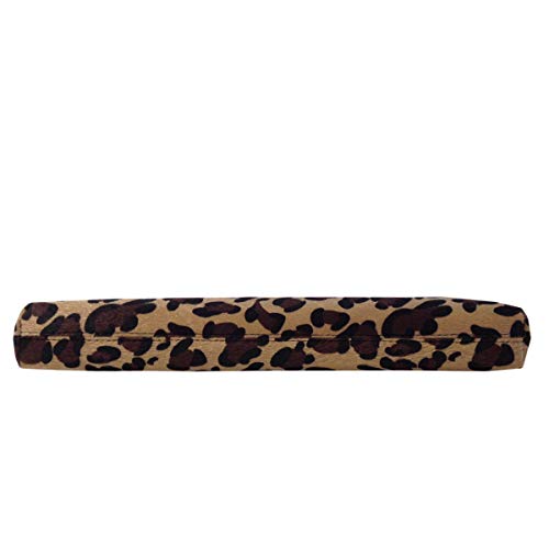 JNB Top Handle Faux Fur Leopard Clutch, Beige