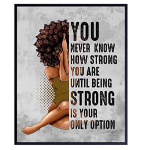 inspirational african american wall art & decor – black art – encouragement gifts for women woman – uplifting positive quotes – afro girl – motivational posters – bedroom living room home office