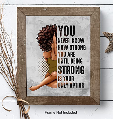 Inspirational African American Wall Art & Decor - Black Art - Encouragement Gifts for Women Woman - Uplifting Positive Quotes - Afro Girl - Motivational Posters - Bedroom Living Room Home Office