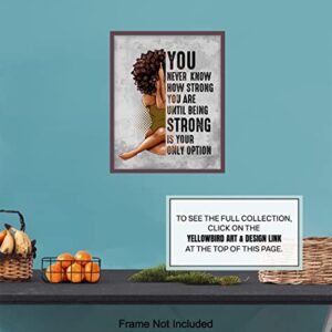 Inspirational African American Wall Art & Decor - Black Art - Encouragement Gifts for Women Woman - Uplifting Positive Quotes - Afro Girl - Motivational Posters - Bedroom Living Room Home Office