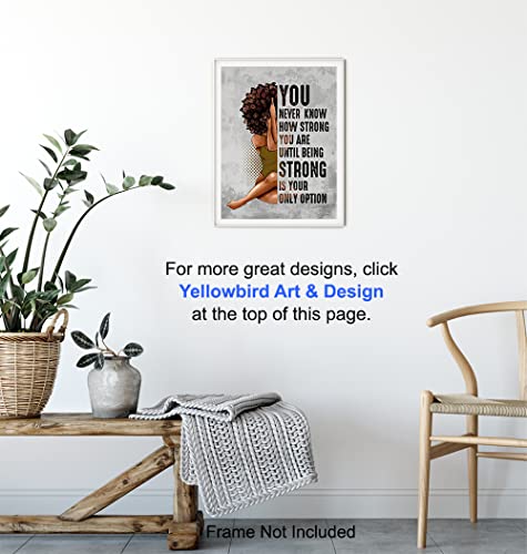 Inspirational African American Wall Art & Decor - Black Art - Encouragement Gifts for Women Woman - Uplifting Positive Quotes - Afro Girl - Motivational Posters - Bedroom Living Room Home Office