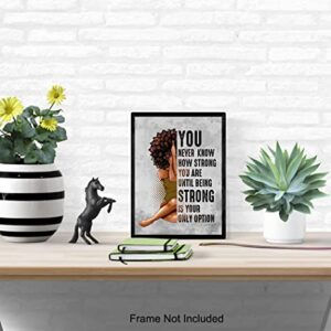 Inspirational African American Wall Art & Decor - Black Art - Encouragement Gifts for Women Woman - Uplifting Positive Quotes - Afro Girl - Motivational Posters - Bedroom Living Room Home Office