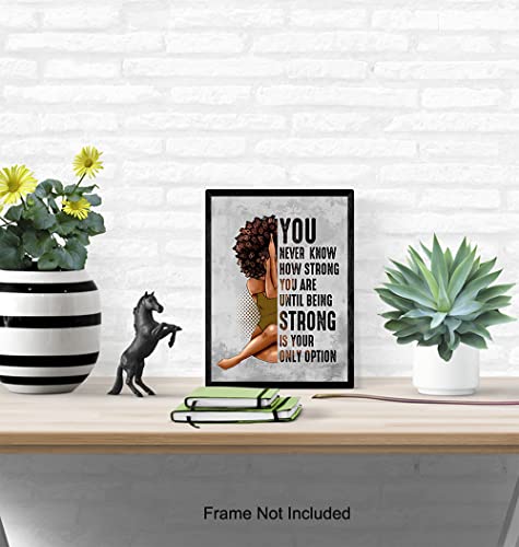 Inspirational African American Wall Art & Decor - Black Art - Encouragement Gifts for Women Woman - Uplifting Positive Quotes - Afro Girl - Motivational Posters - Bedroom Living Room Home Office