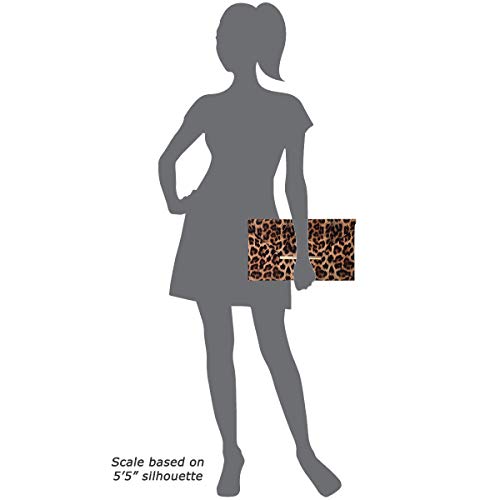 JNB Synthetic Leather Flat Envelope Leopard Print Clutch, Brown