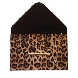 JNB Synthetic Leather Flat Envelope Leopard Print Clutch, Brown