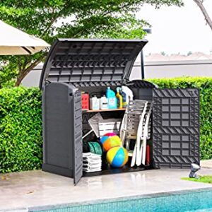 Duramax Cedargrain StoreAway 1200L Plastic Garden Storage Shed / Arc Lid - Outdoor Storage Bike Shed – Durable & Strong Construction– Ideal for Tools, Bikes, BBQs & 2X 240L Bins, 145x85x125 cm, Grey